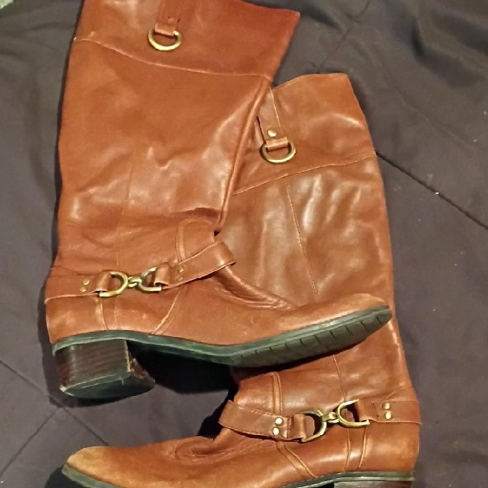 Brown Leather Knee-High Boots